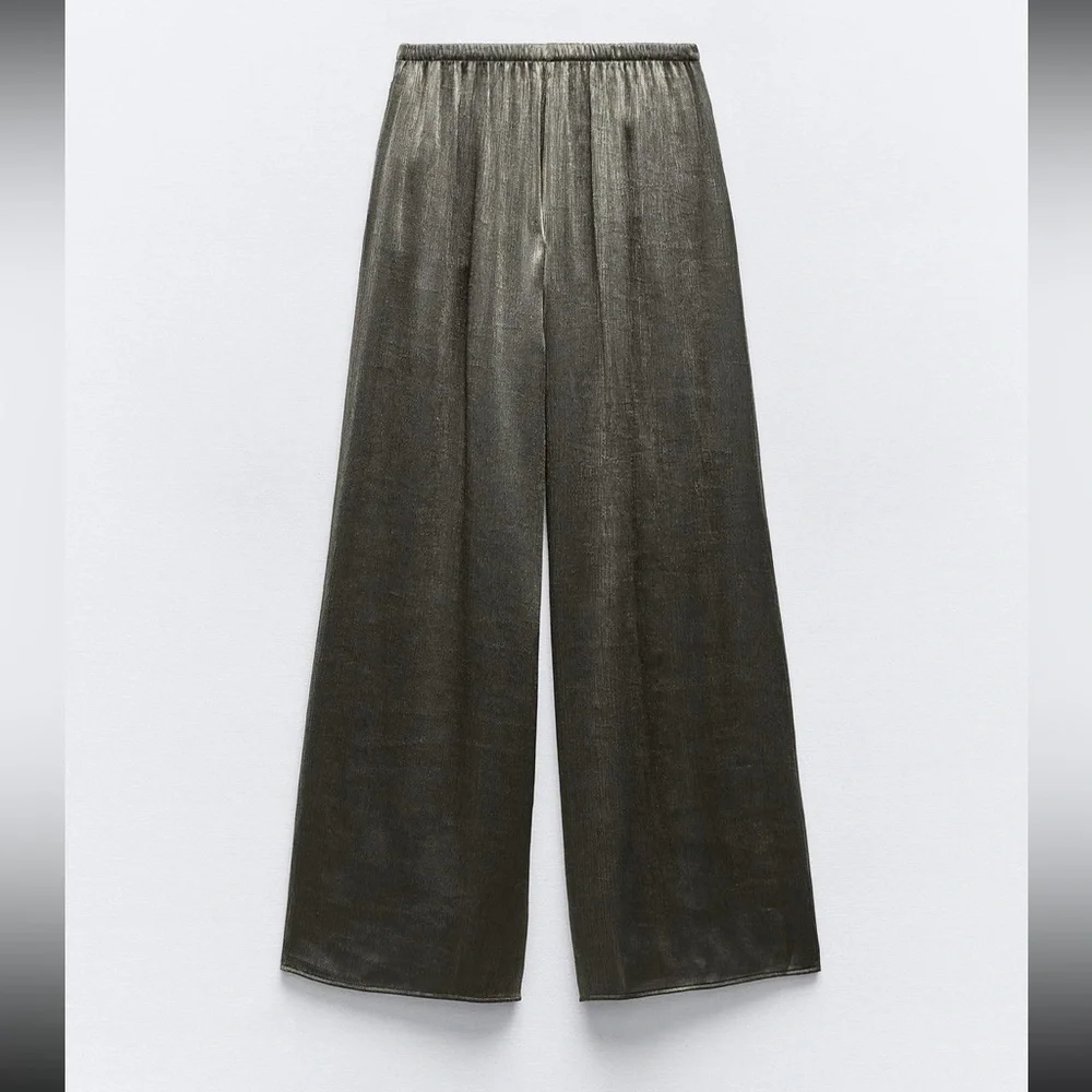 NWT Zara luxurious satin effect wide leg pants - Picture 5 of 6